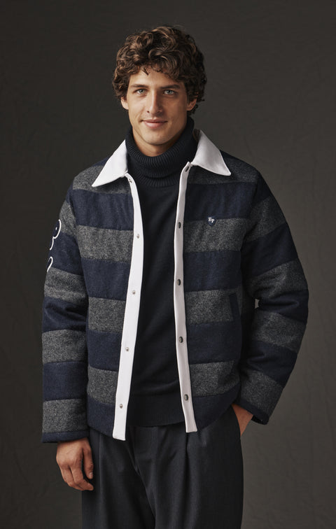 Veste matelassée rayée upcyclée Pap'Atelier - Image 1