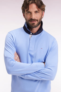 Long-sleeved jersey with striped collar underneath - Image 3