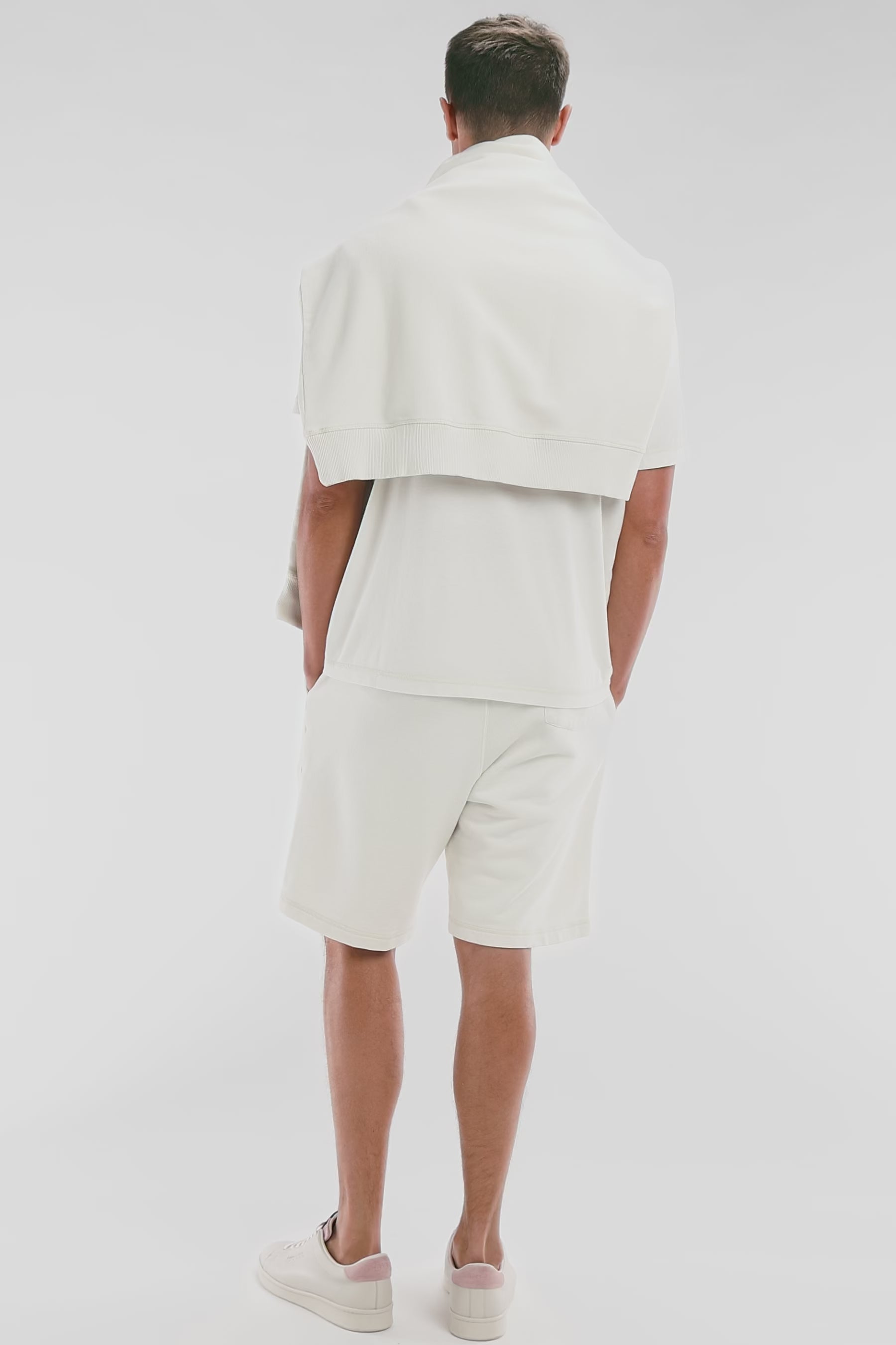 T-shirt en jersey de coton beige surteint coupe décontractée