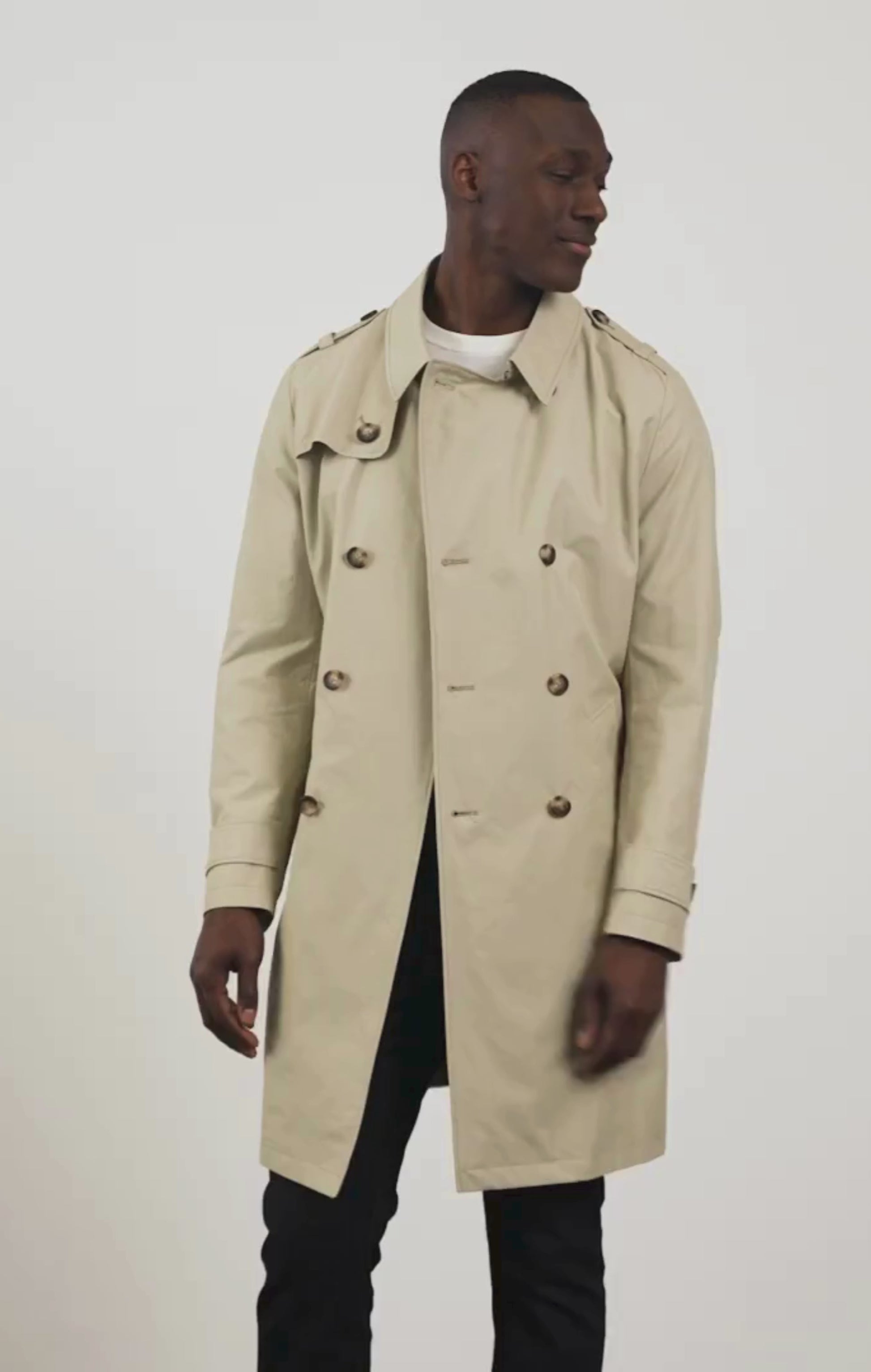 Beige water-repellent trench coat