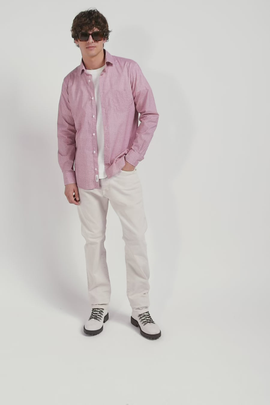 Chemise en coton rose coupe Slim