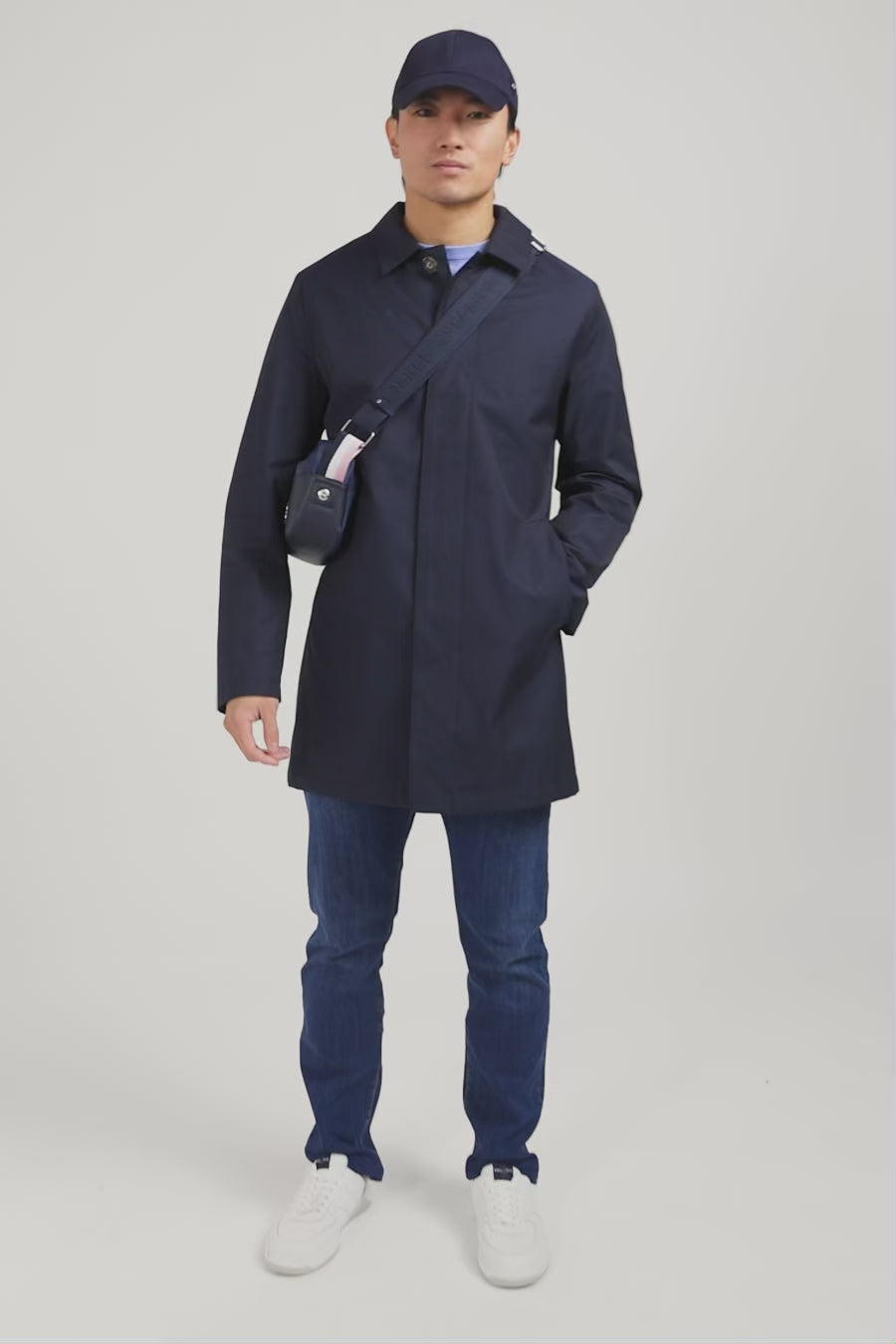 Plain navy raincoat