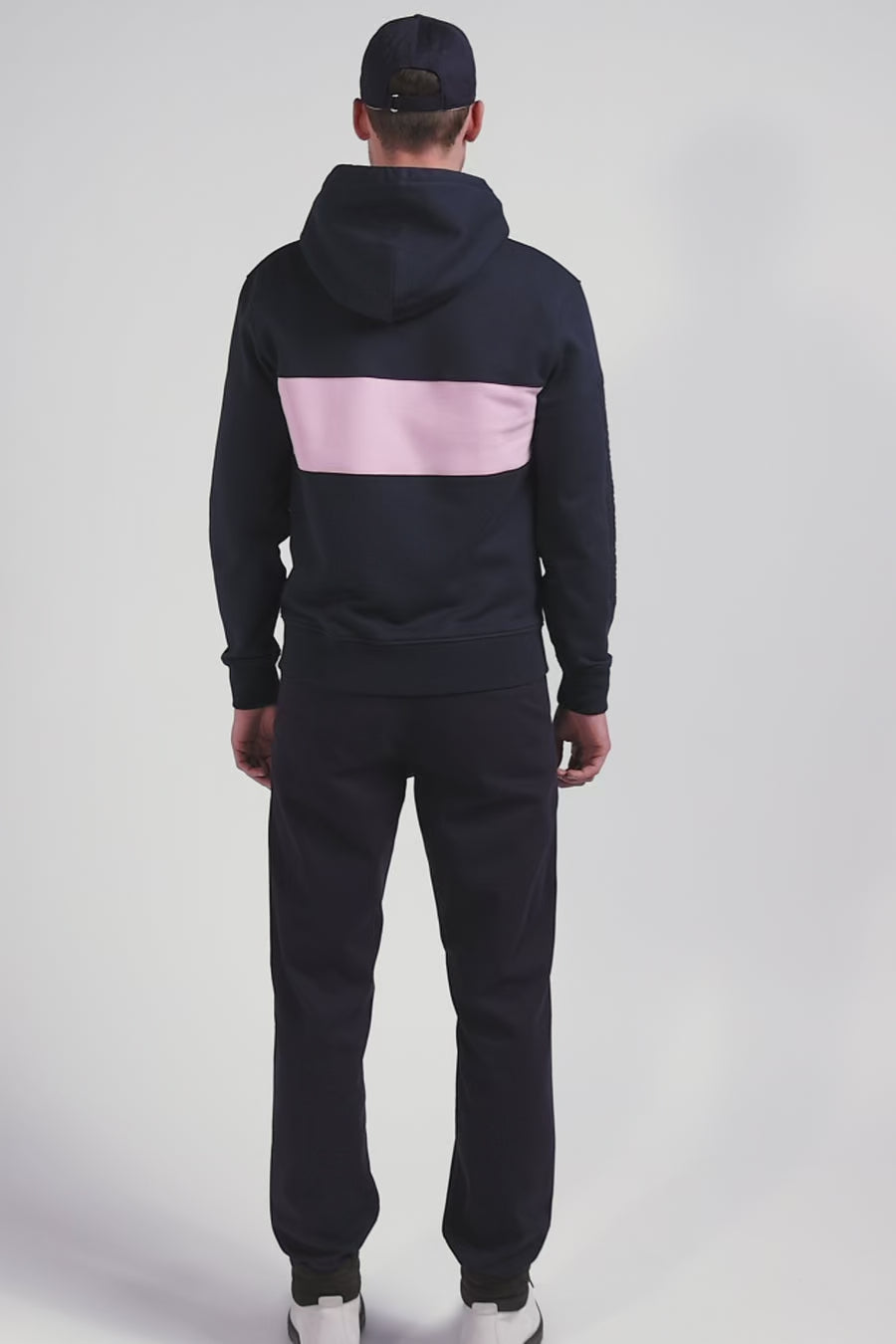 Regular pink zipped cotton hoodie