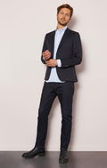 Slim fit navy blue 100% wool blazer