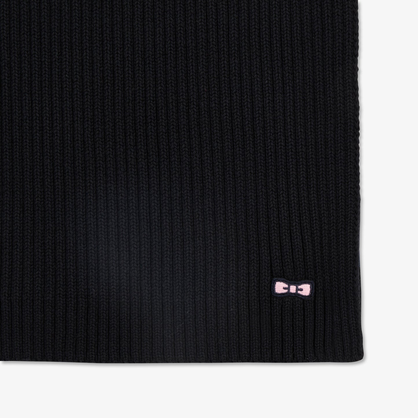 Écharpe noire côtelée en laine et coton - Image 3