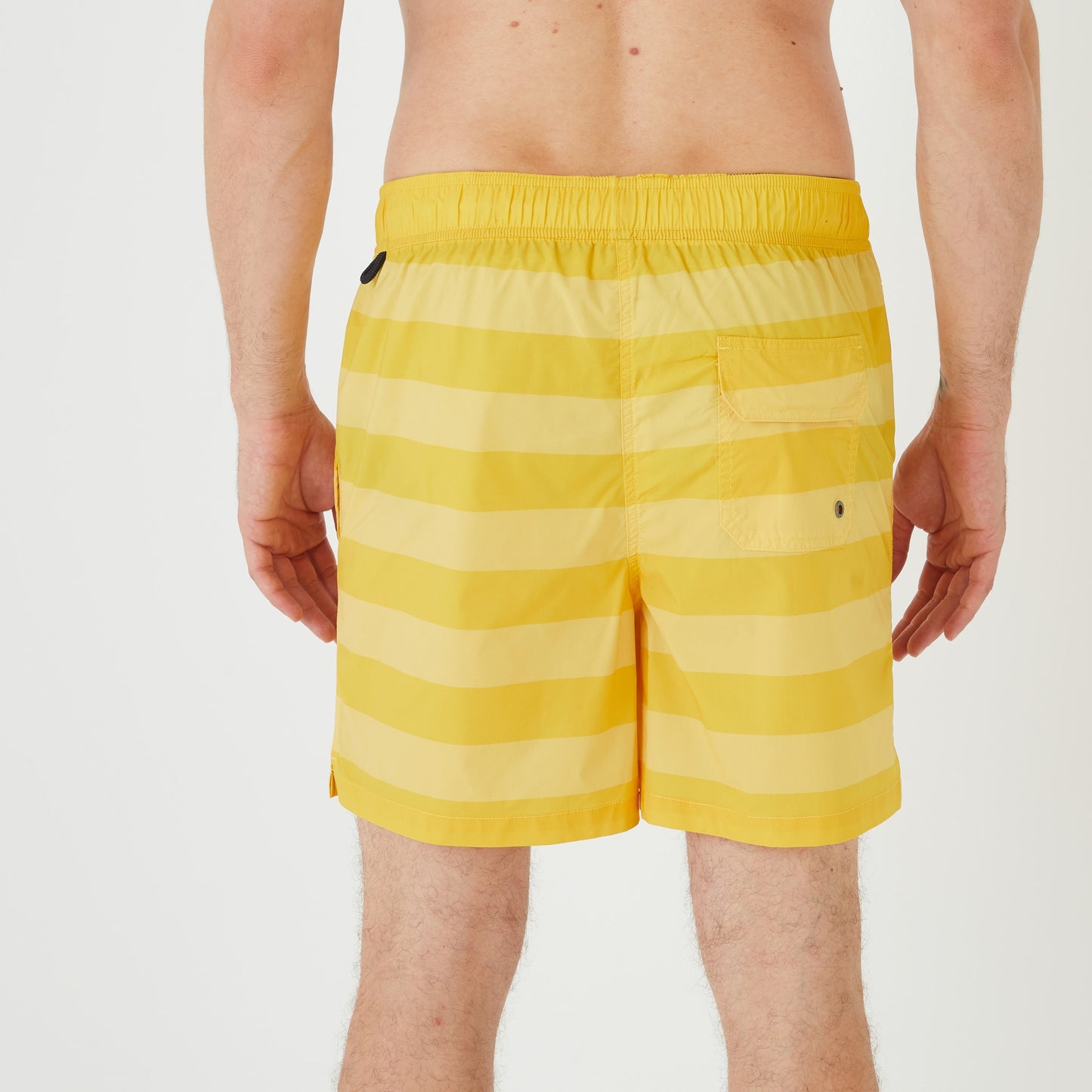 Yellow striped swim shorts