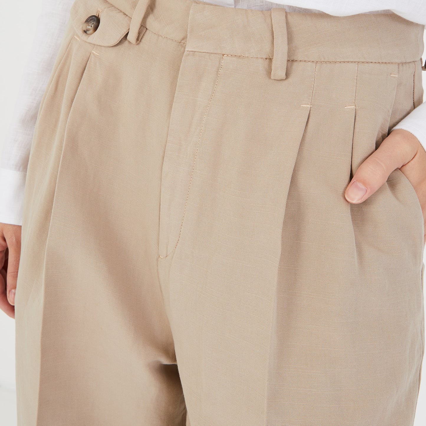 Beige carrot-fit trousers