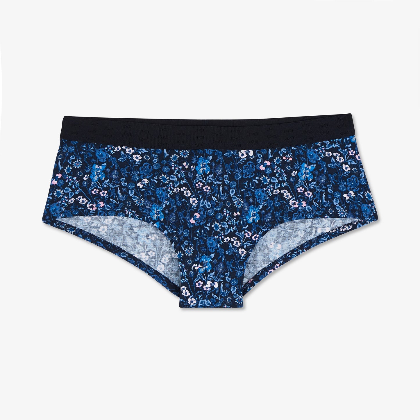 Dark blue shorties with floral print