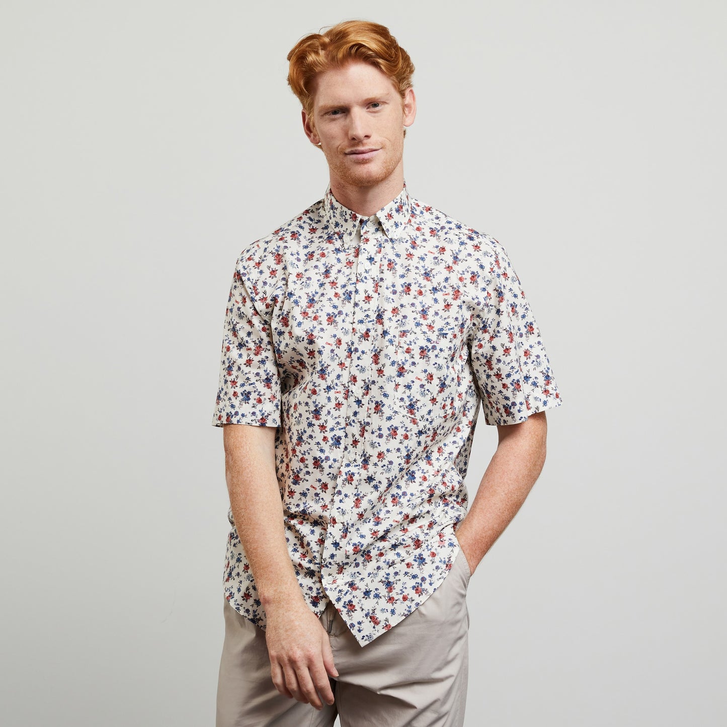 Pima cotton blouse with exclusive floral print
