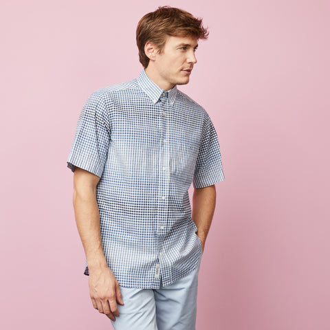 Blue tie dye checked blouse - Image 3