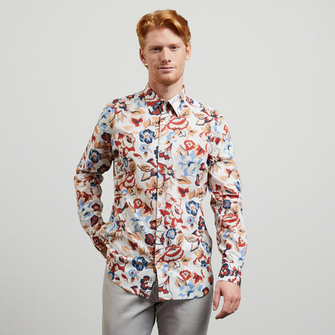 Ecru blouse with a floral print - Image 1