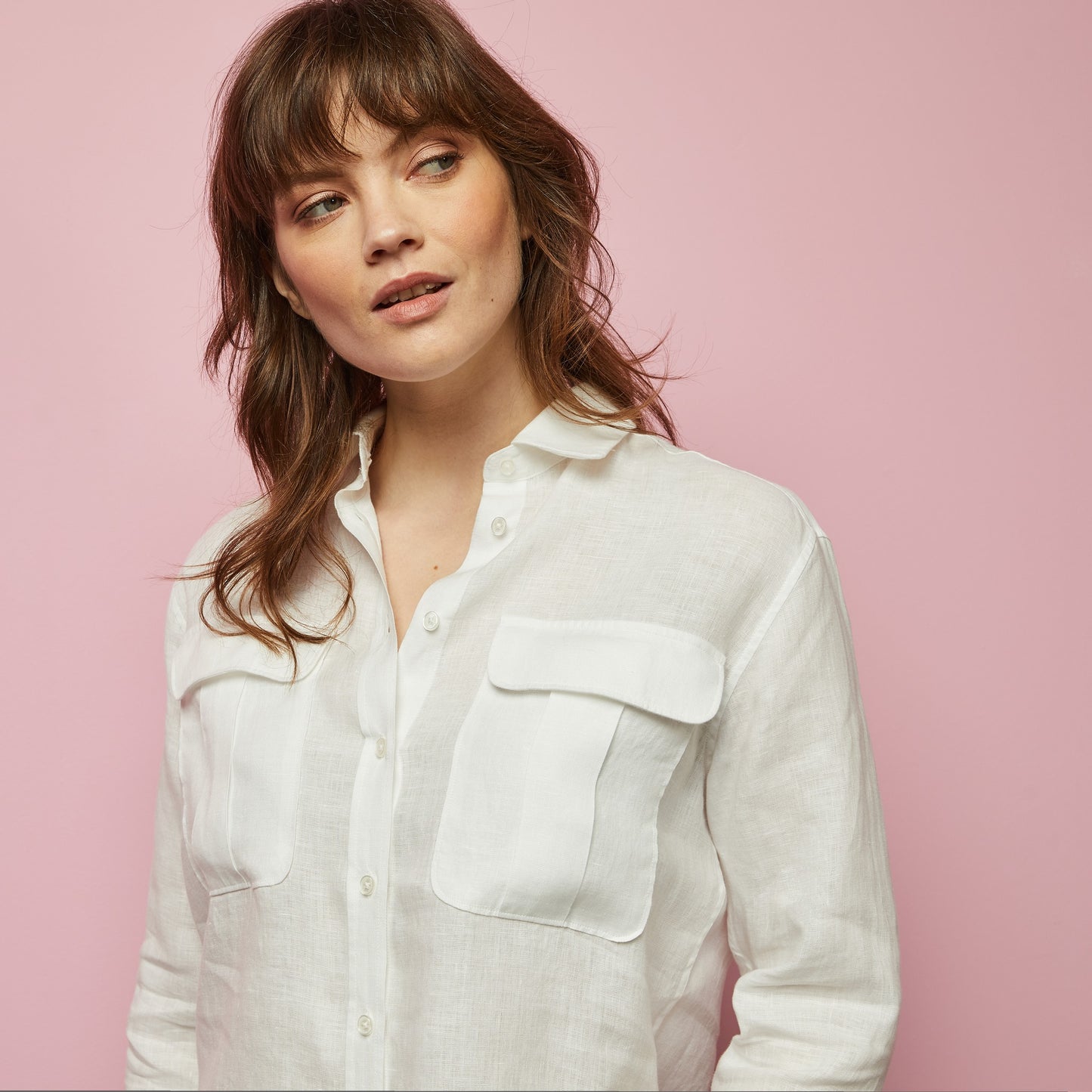 Plain white linen blouse