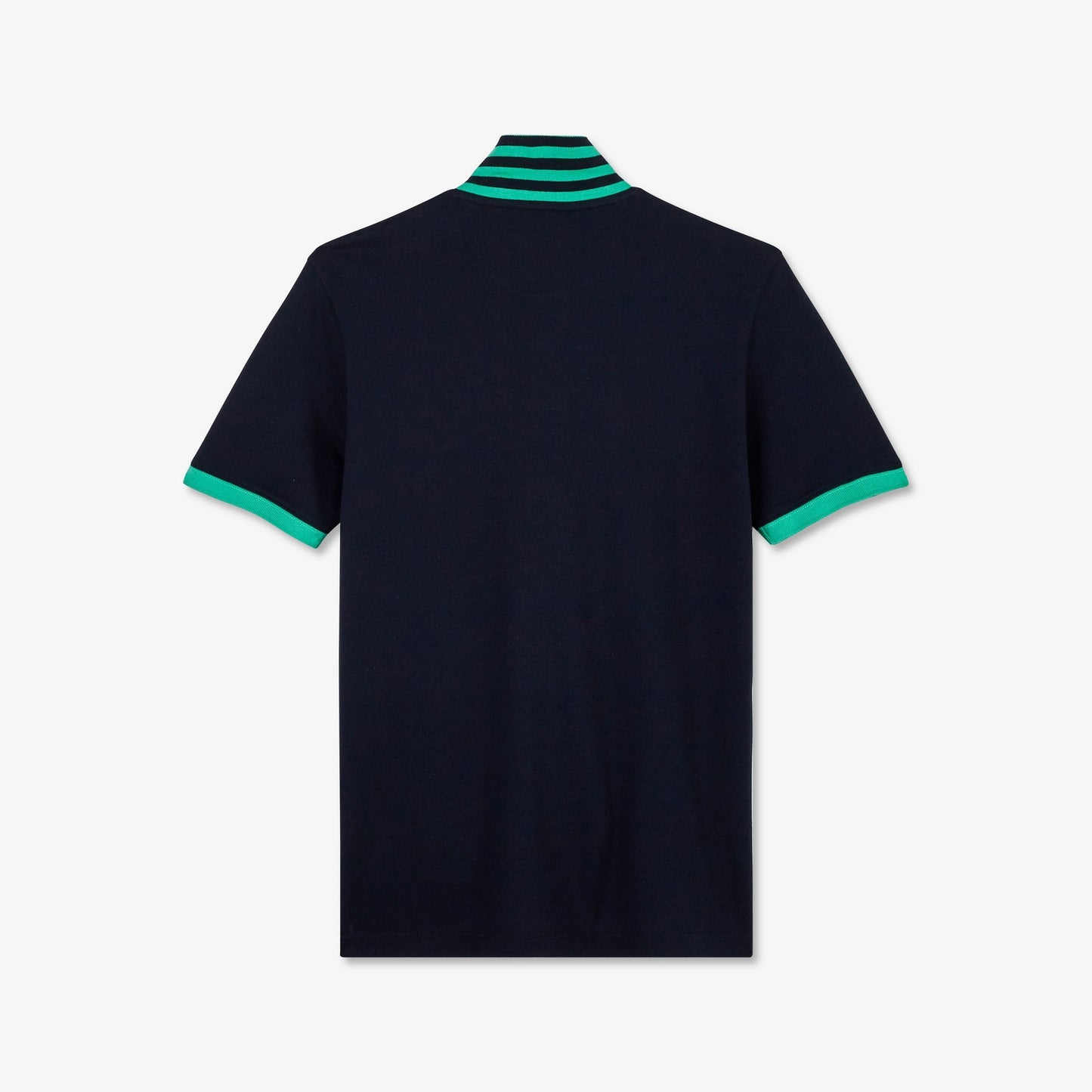 Dark blue polo with green trims, in Pima cotton