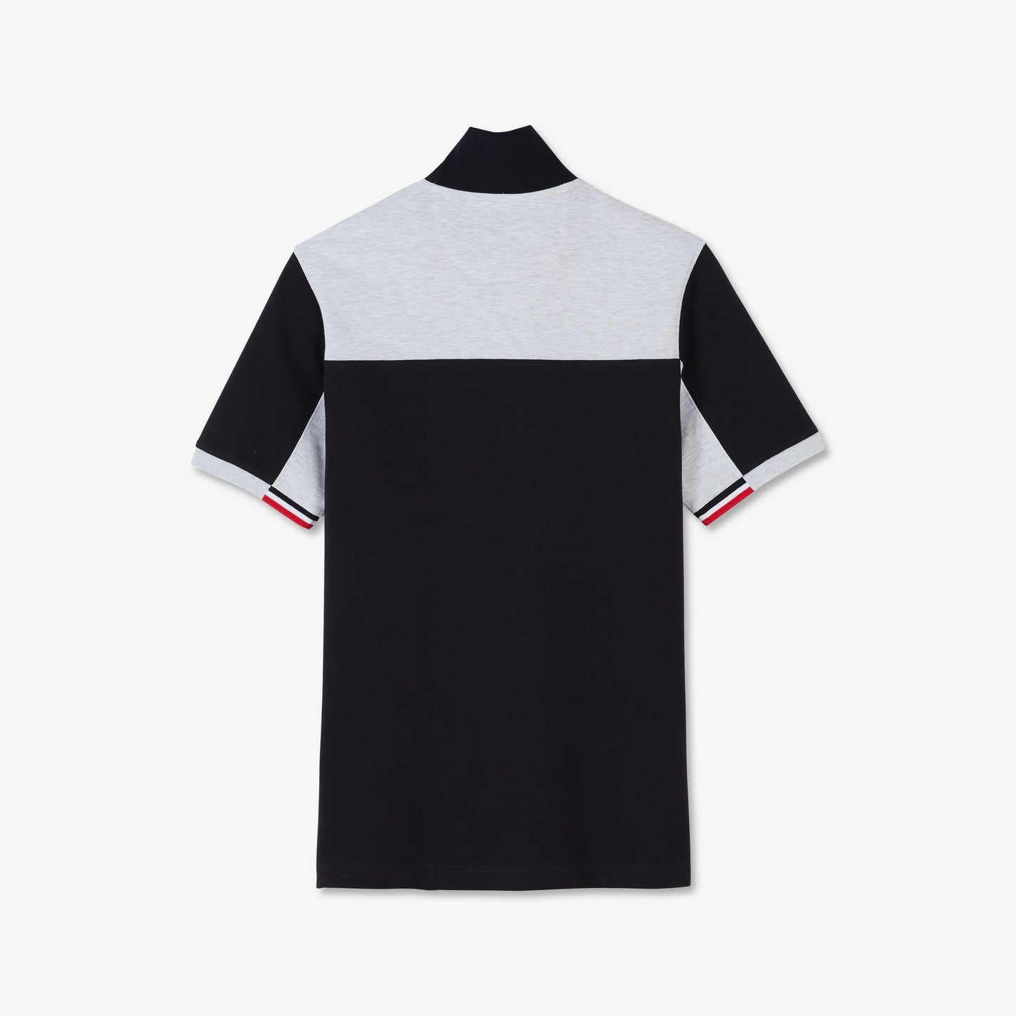 Grey colour-block polo in cotton pique