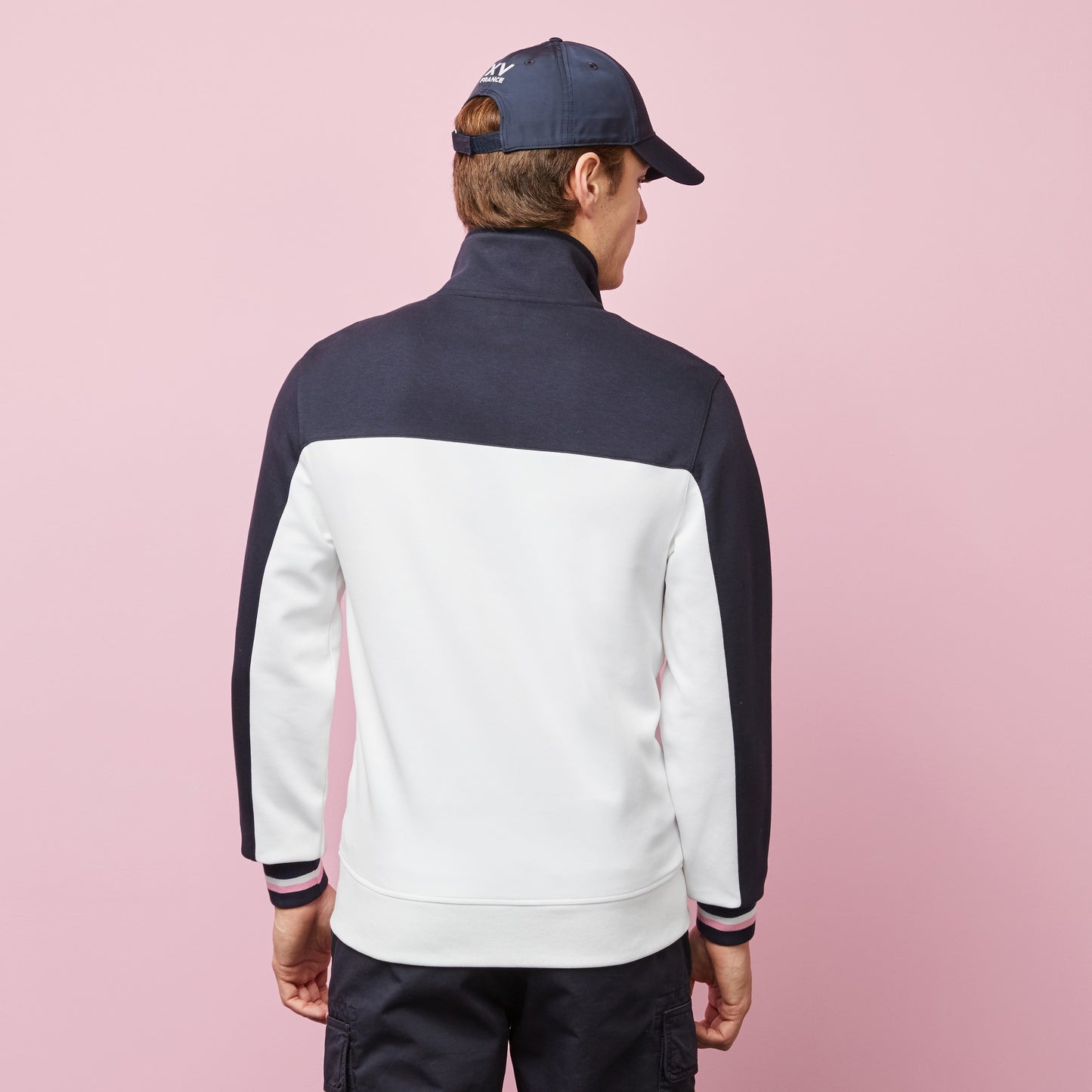Long-sleeved colour-block zipped sweatshirt