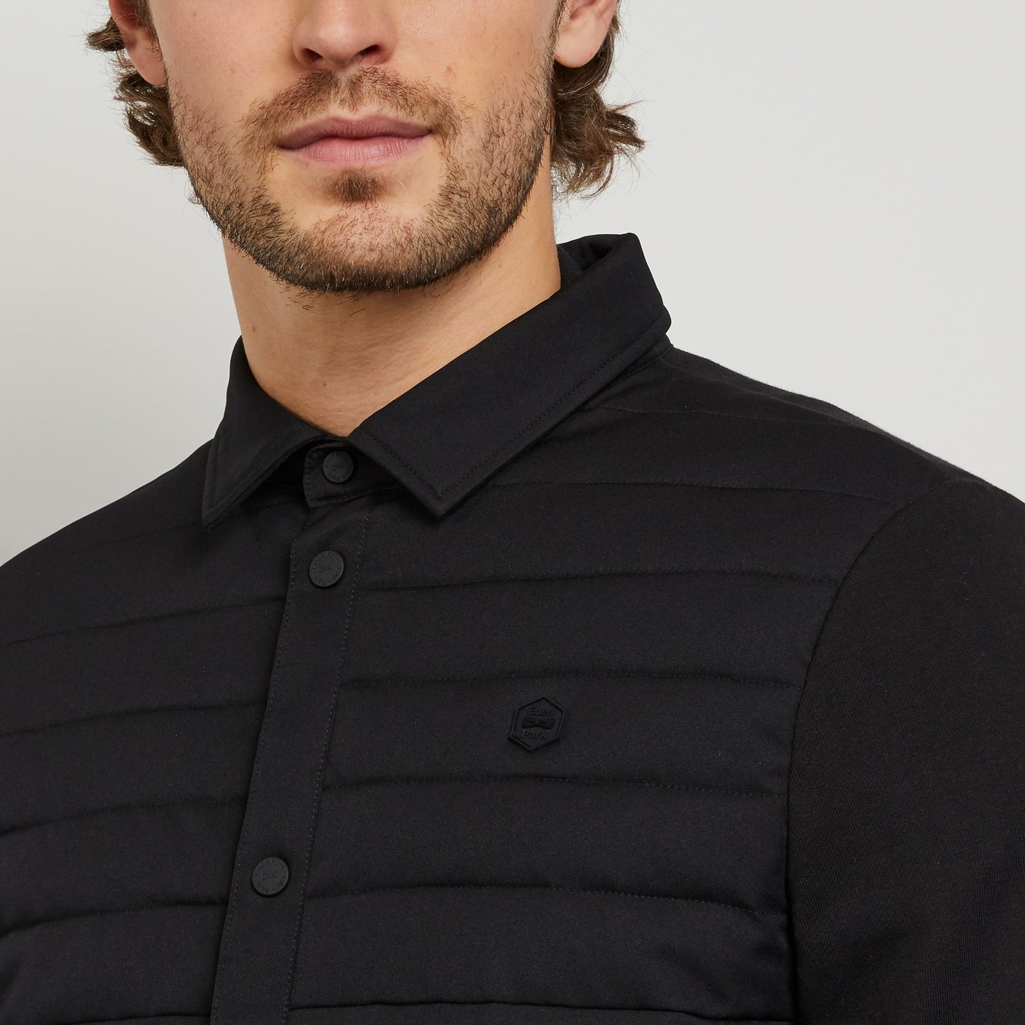 Bi-fabric zipped sweatshirt