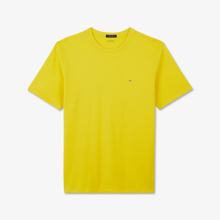 T-shirt manches courtes uni jaune en coton Pima alt view