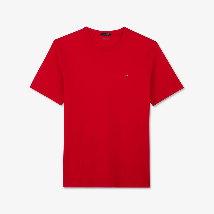 T-shirt manches courtes uni rouge en coton Pima alt view