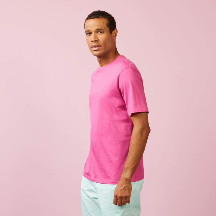 T-shirt manches courtes uni rose en coton Pima