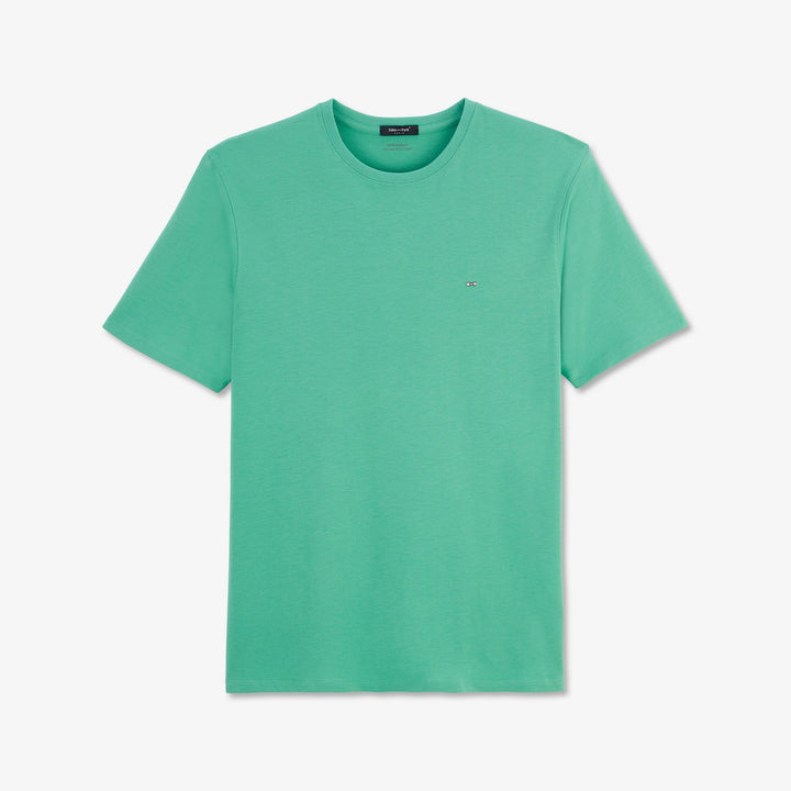 T-shirt manches courtes uni vert en coton Pima alt view