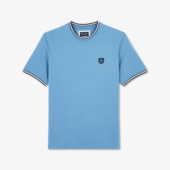 T-shirt bleu foncé à détails tricolores alt view