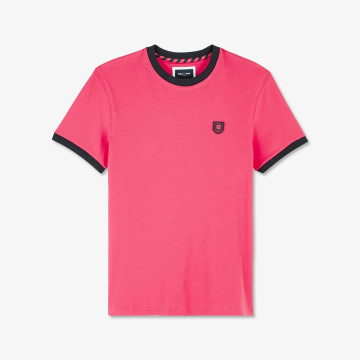 T-shirt uni rose à finitions contrastés alt view