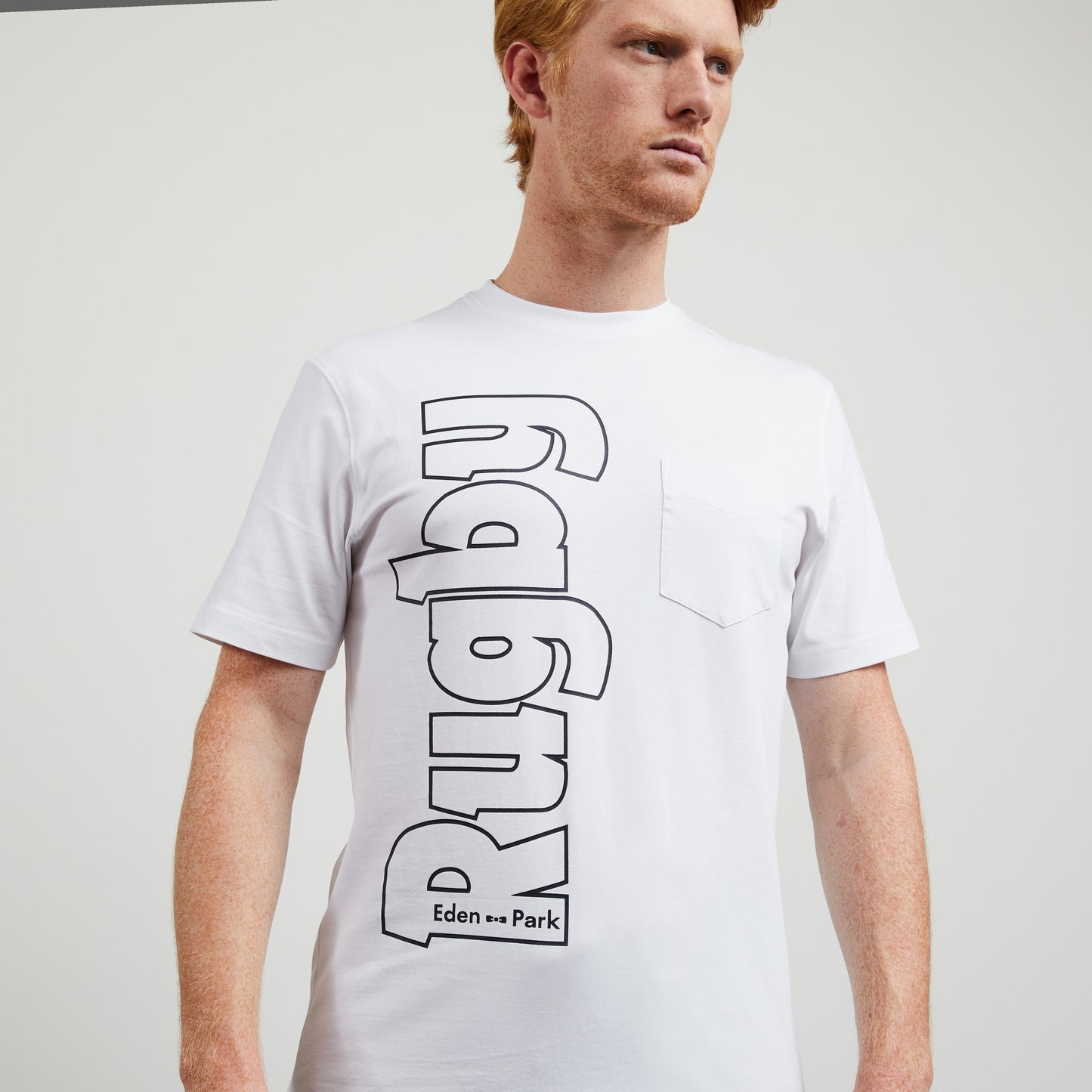 White T-shirt with rugby inscription
