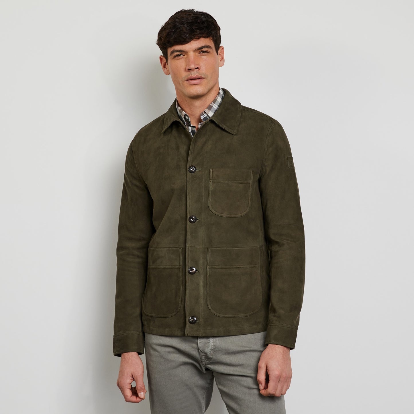 Khaki suedine overshirt