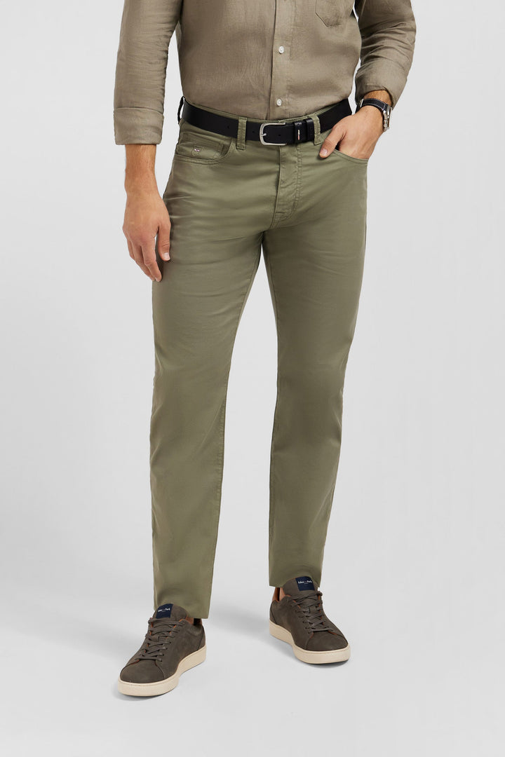 5-pocket straight-leg khaki trousers