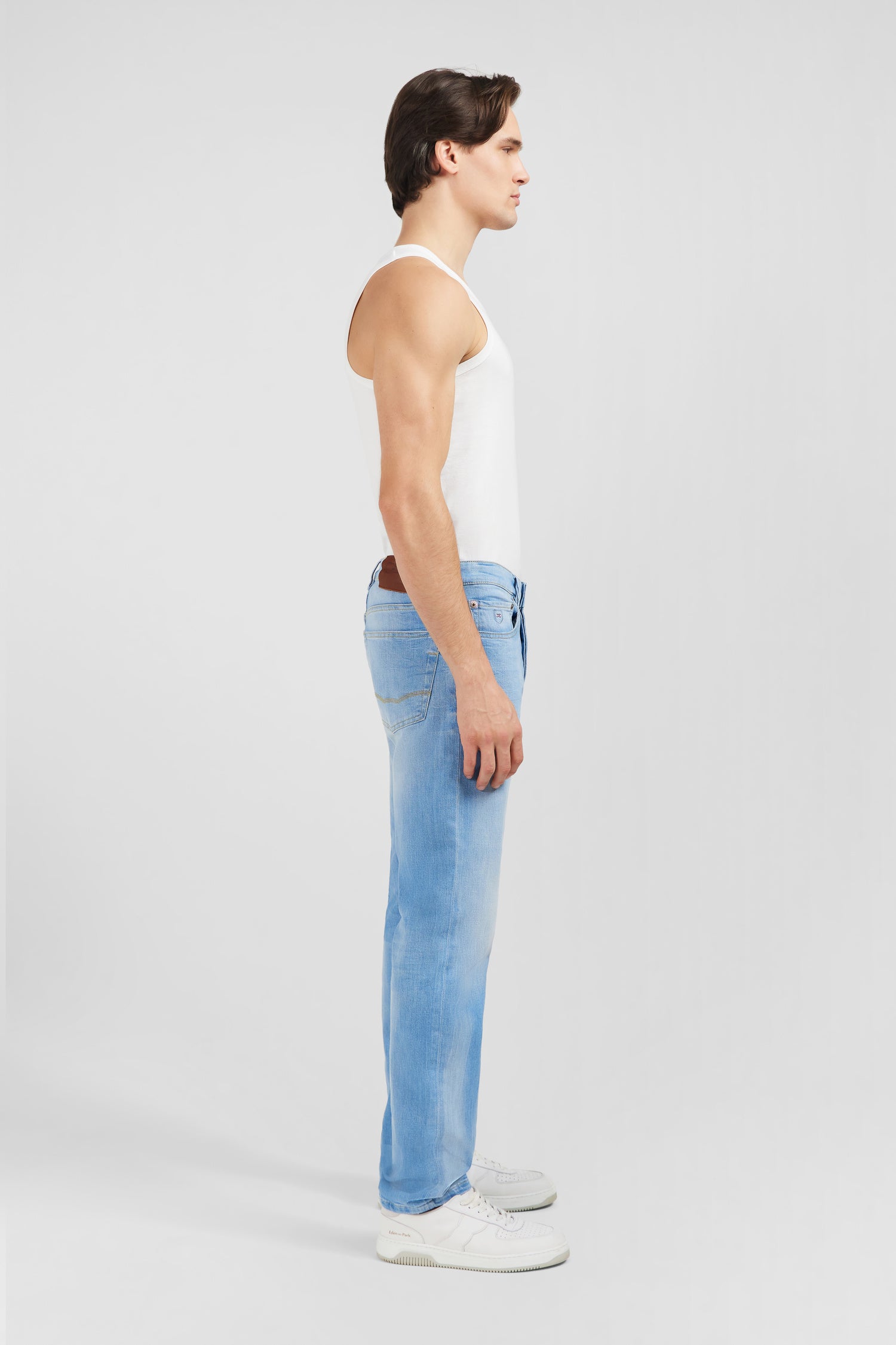 5-pocket straight-leg blue trousers