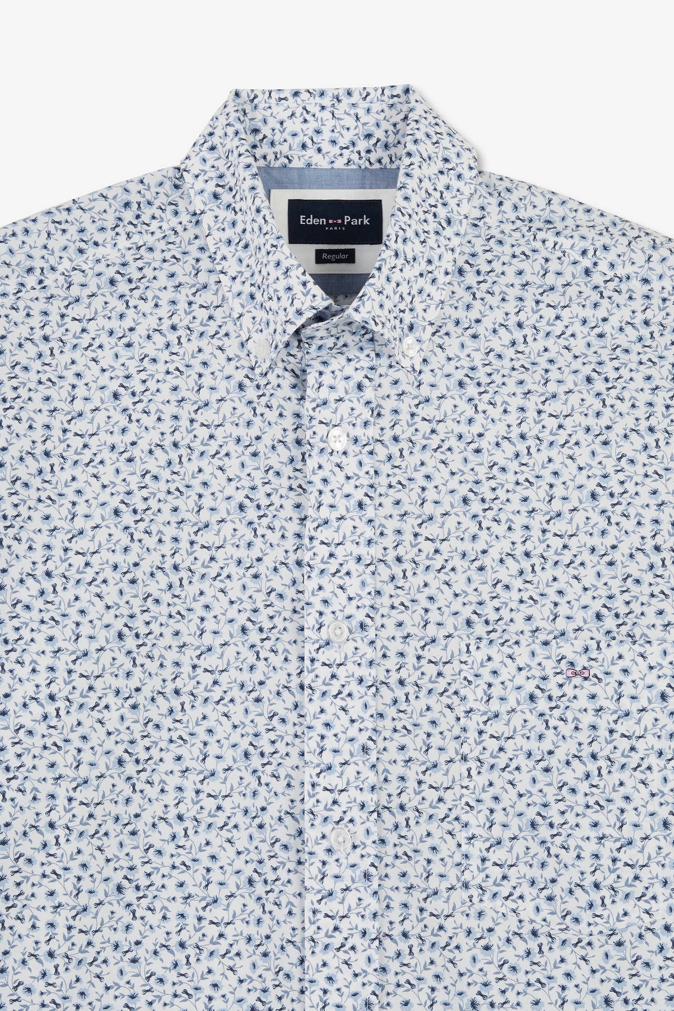 Chemise bleu clair à micro motif fleuri - Image 8