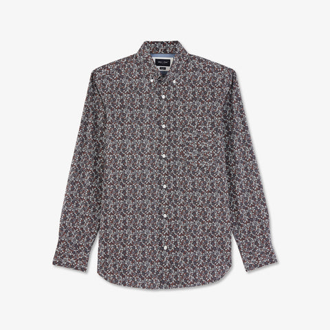 Brown shirt in floral cotton poplin - Image 2