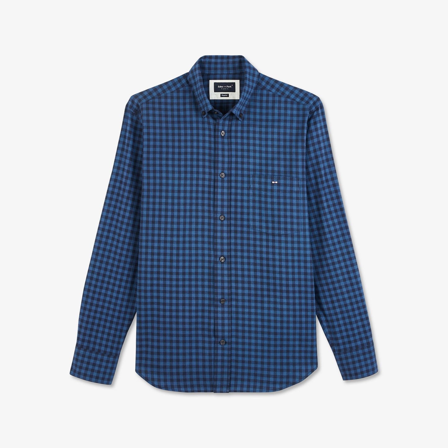 Blue checked shirt in cotton