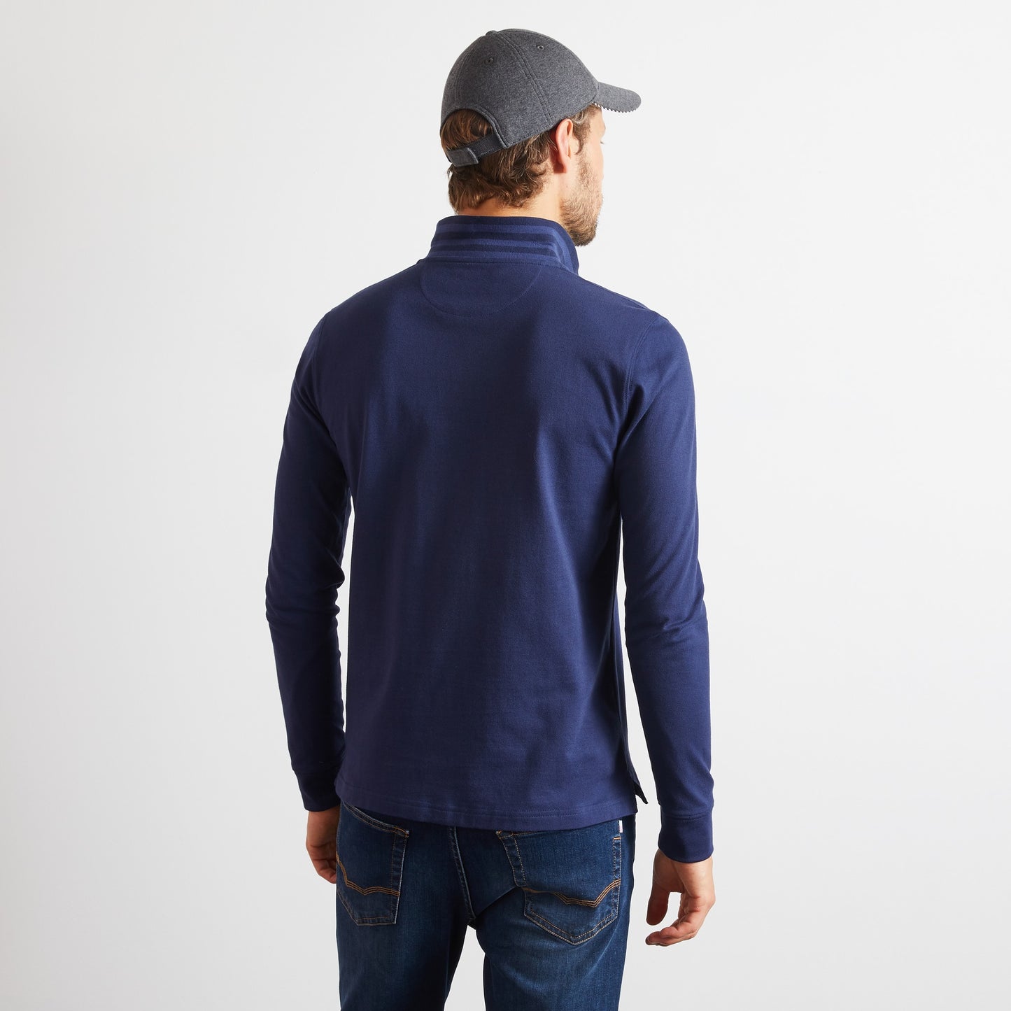 Blue long-sleeved polo