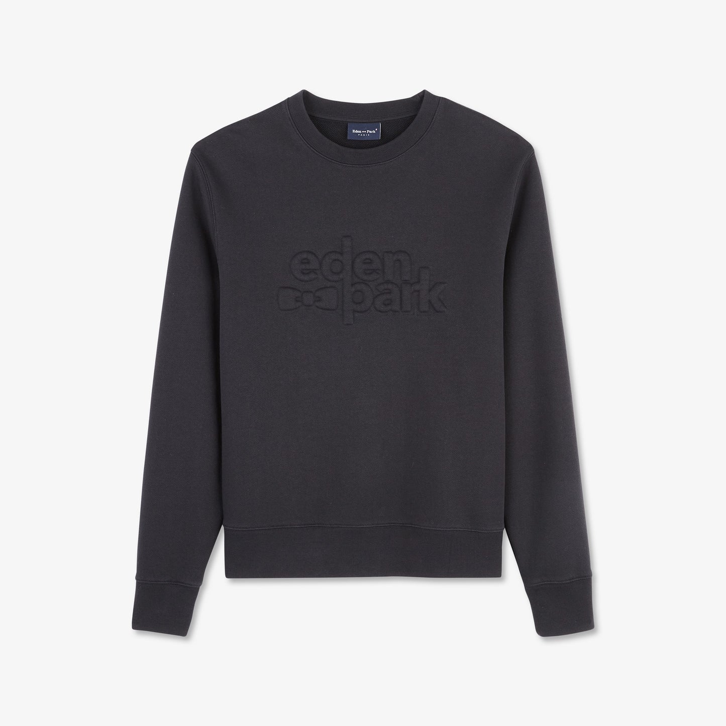 Black sweatshirt with embossed logo
