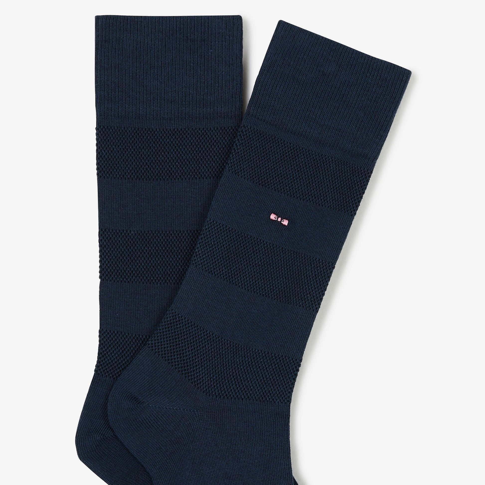 Paire de chaussettes bleues rayées unies - Image 2