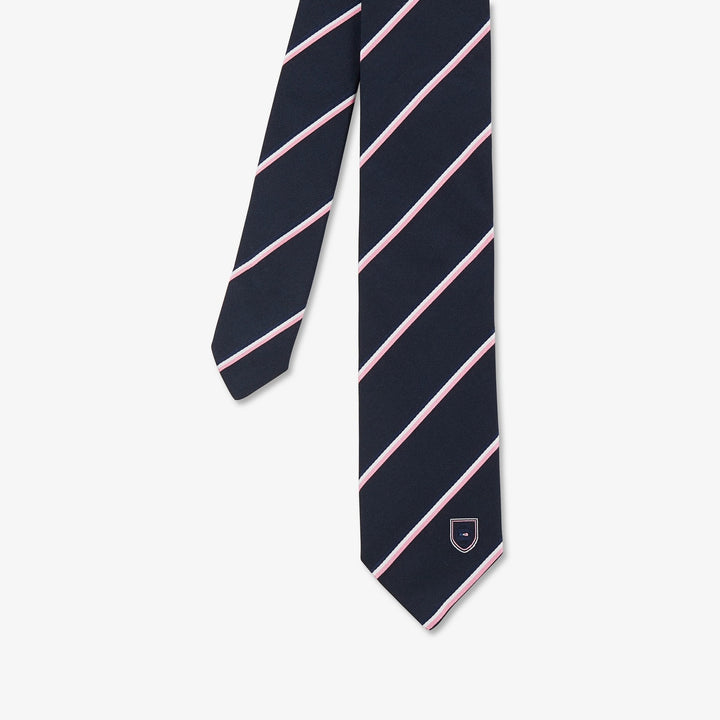 Cravate à diagonales tricolores rose