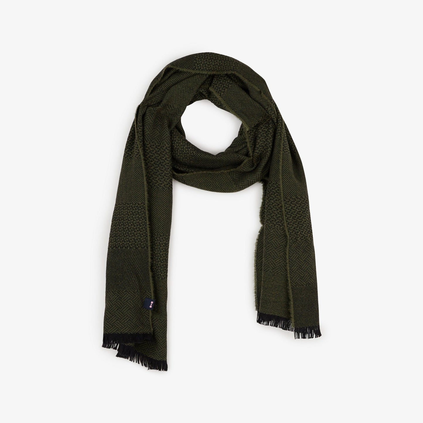 Écharpe noire en laine jacquard - Image 1