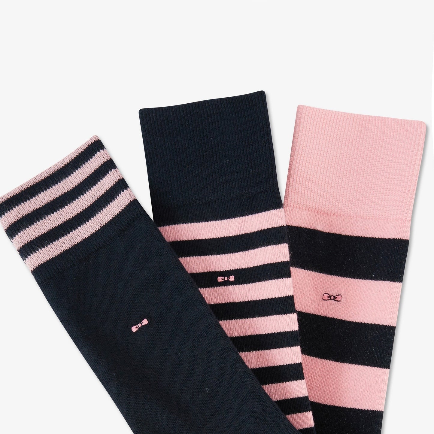 Lot de 3 paires de chaussettes cerclées rose - Image 2