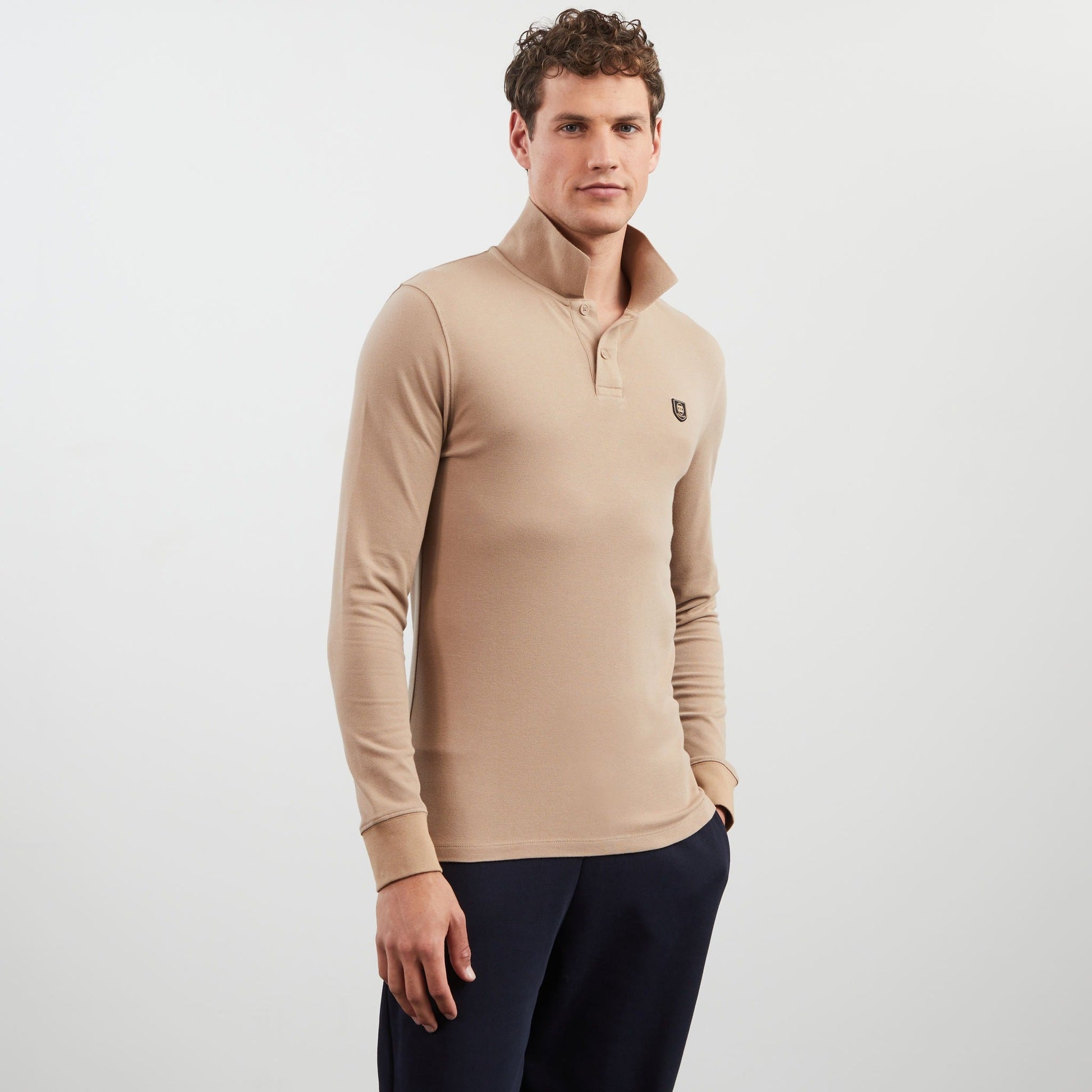 Polo beige manches longues