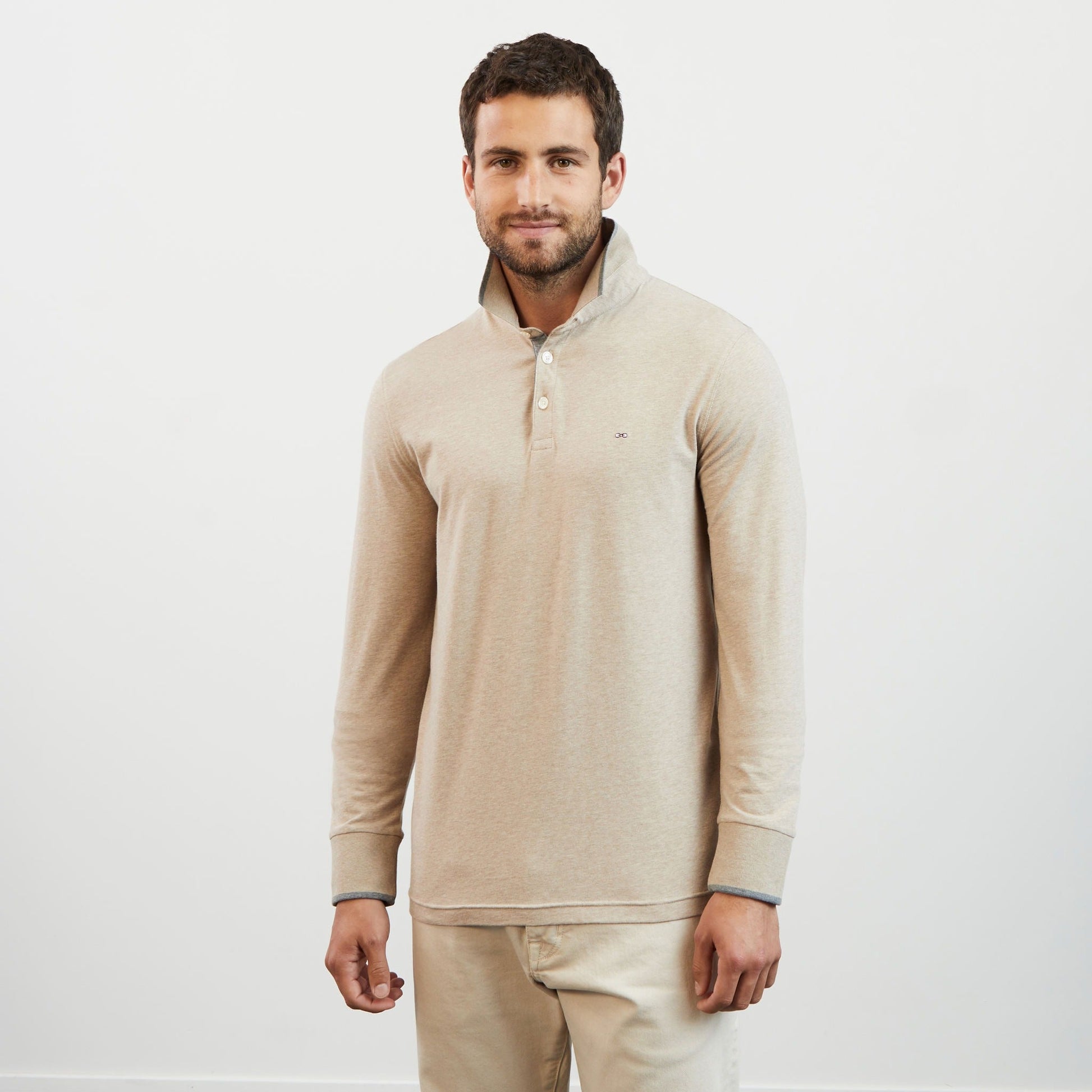 Polo Homme Beige manche longue