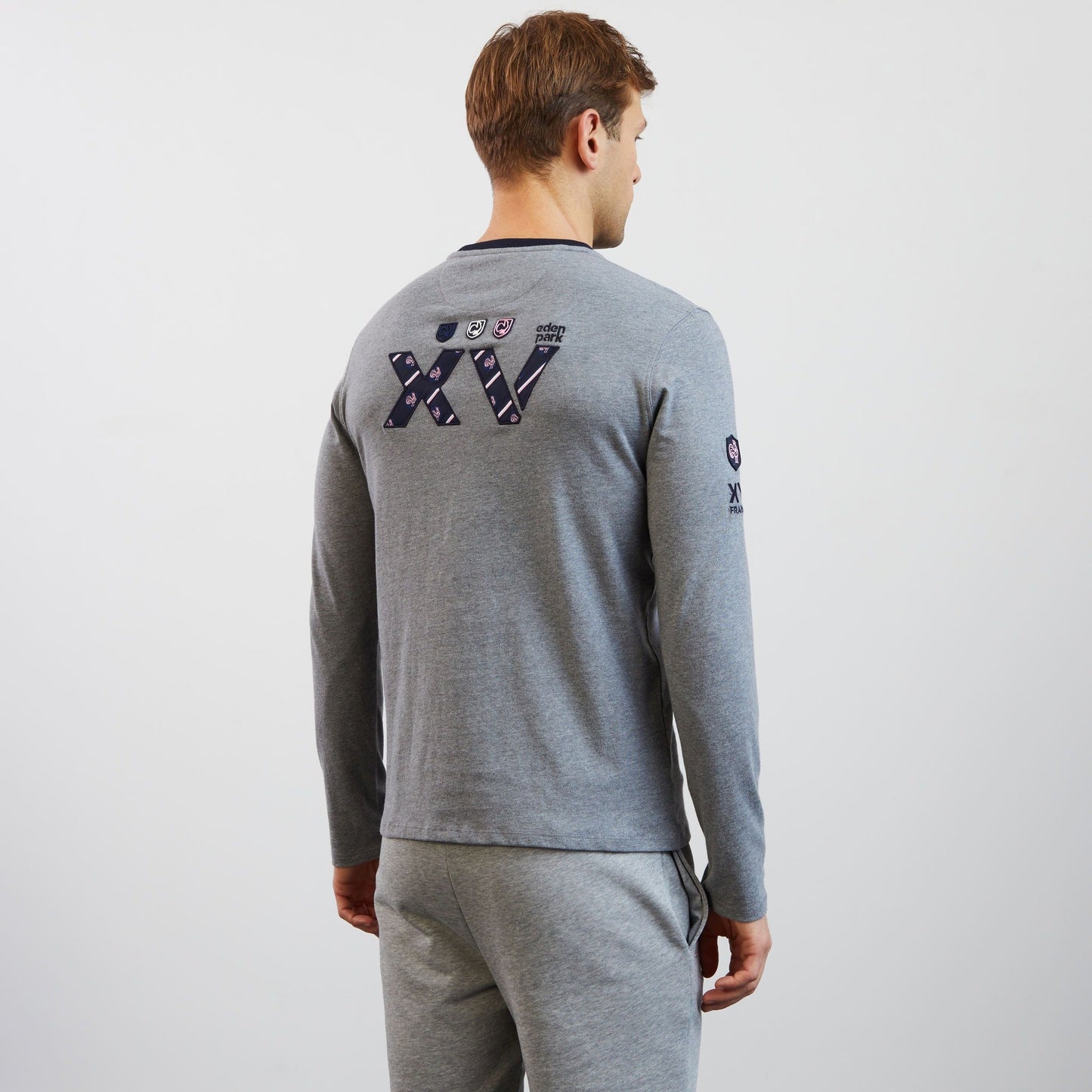 T-shirt gris manches longues détails broderies XV de France - Image 4