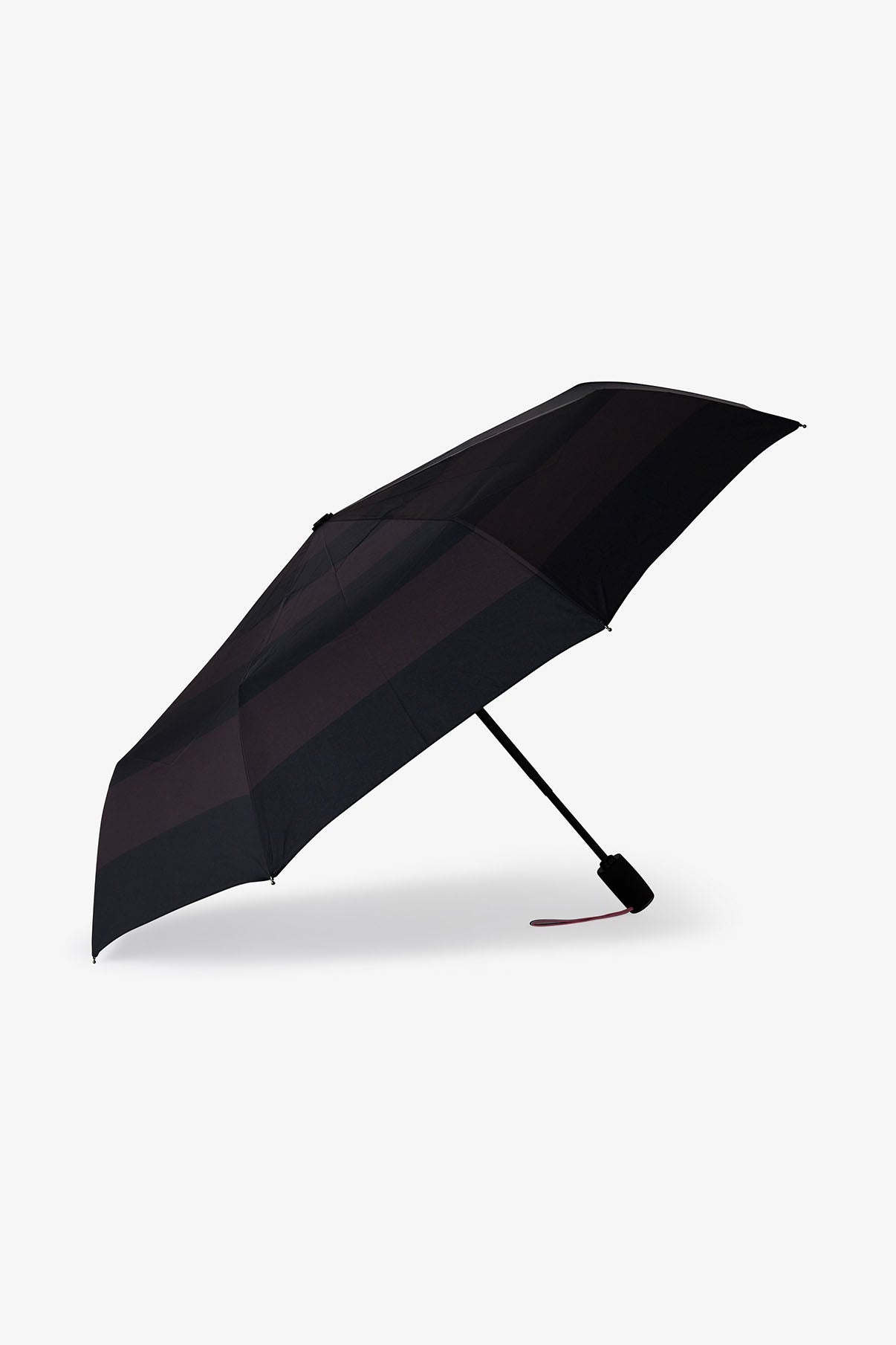 Black folding umbrella with stripes - Image 1