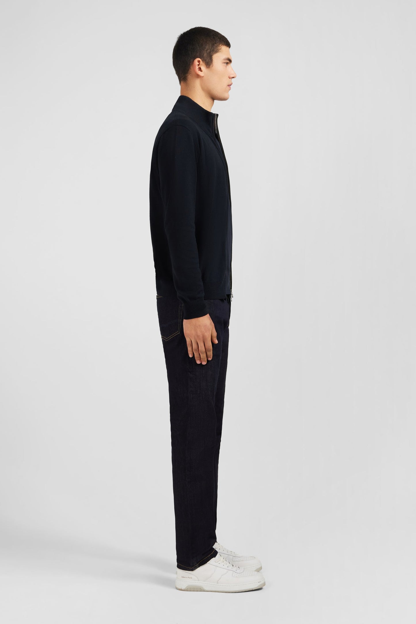 Cardigan noir zippé en coton - Image 6