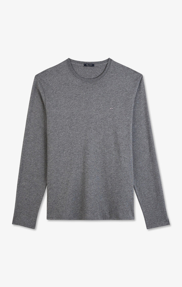 T-shirt gris col rond à manches longues alt view