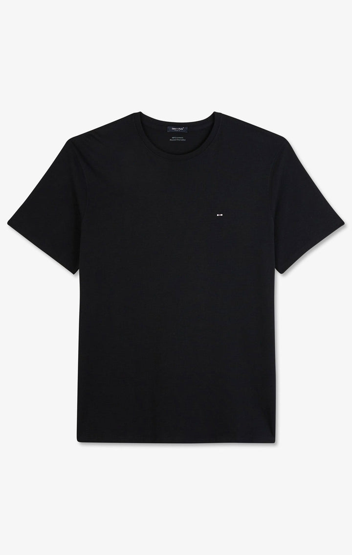 T-shirt noir col rond à manches courtes alt view