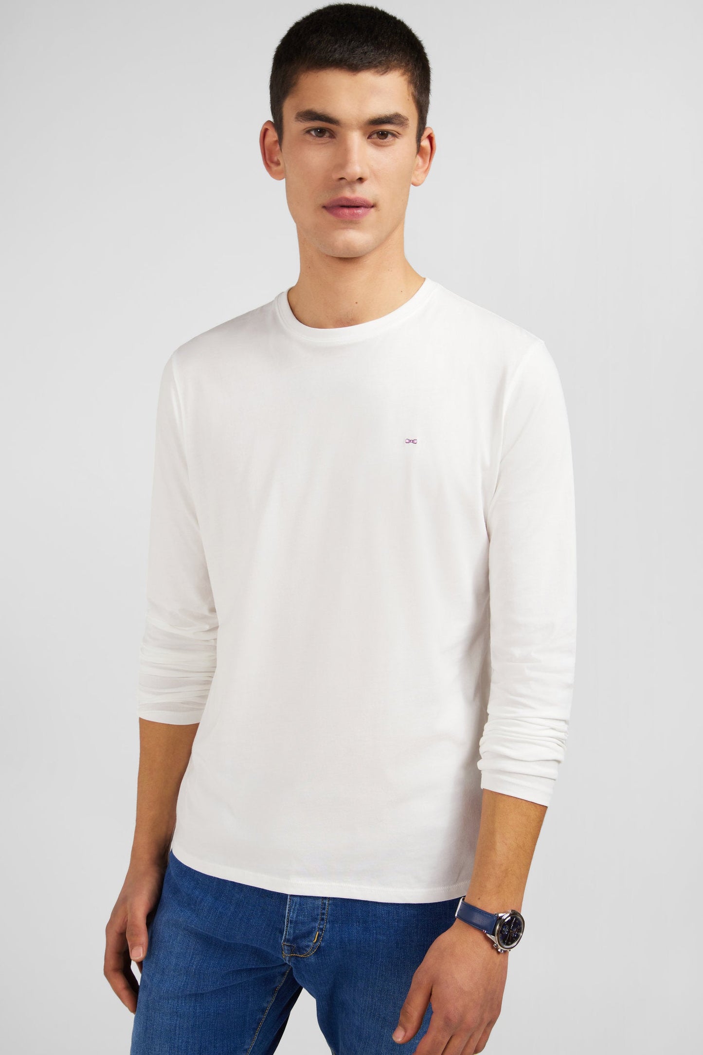 T-shirt blanc col rond à manches longues - Image 4