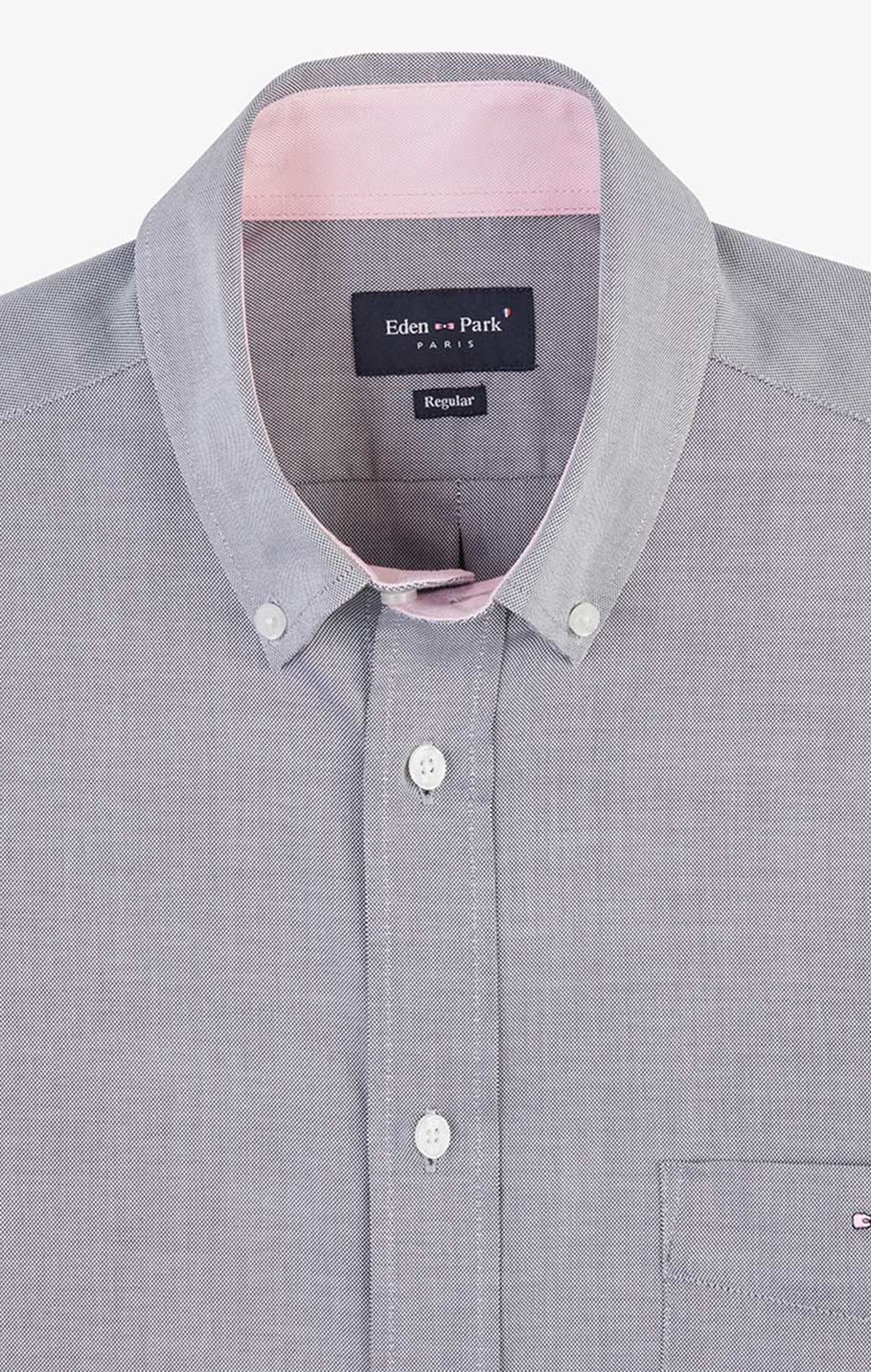 Chemise gris clair unie en coton - Image 8