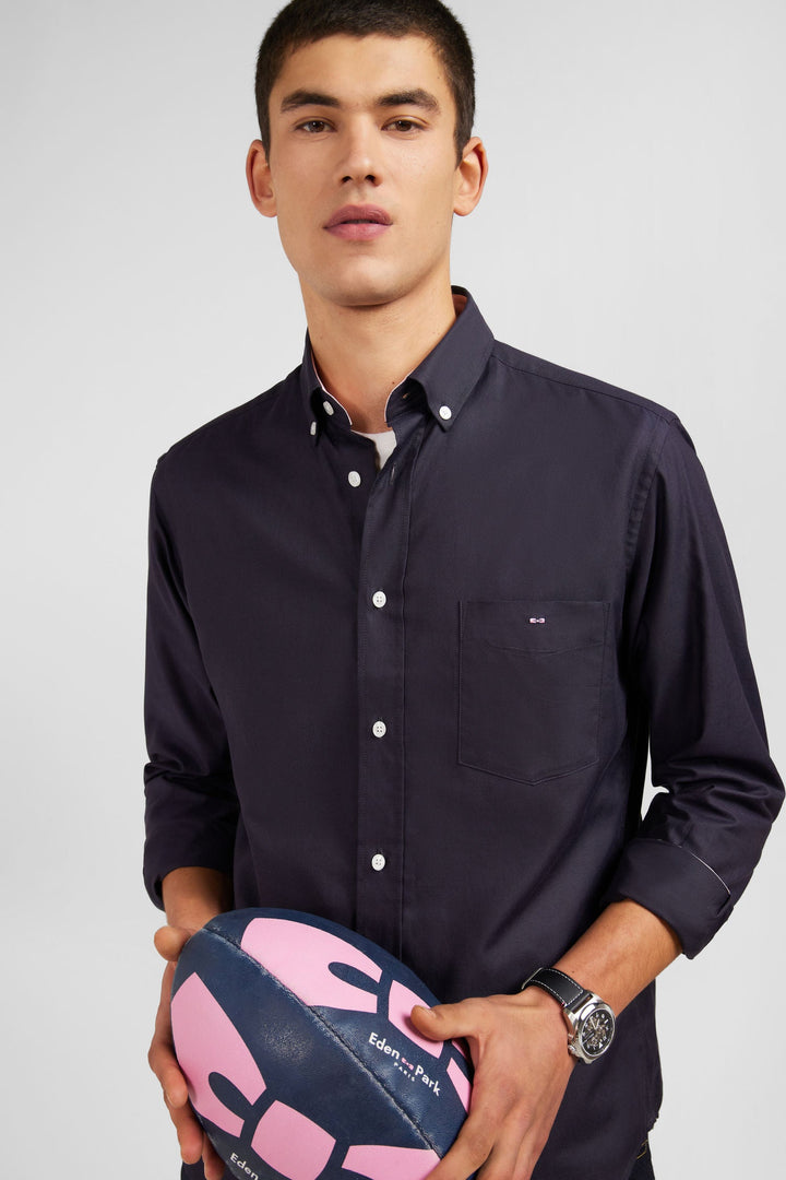 Dark grey plain cotton shirt